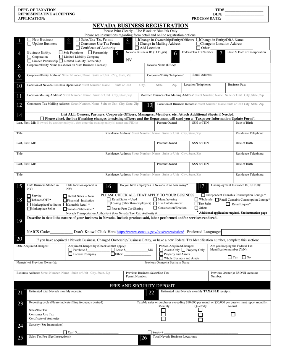 Nevada Business Registration - Nevada, Page 1