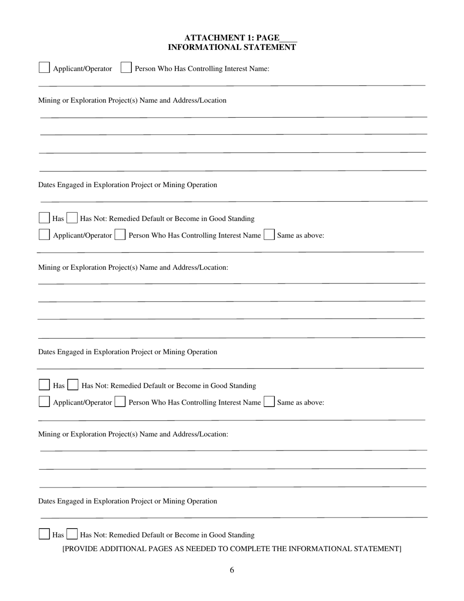 Reclamation Permit Transfer Request Form - Nevada, Page 6