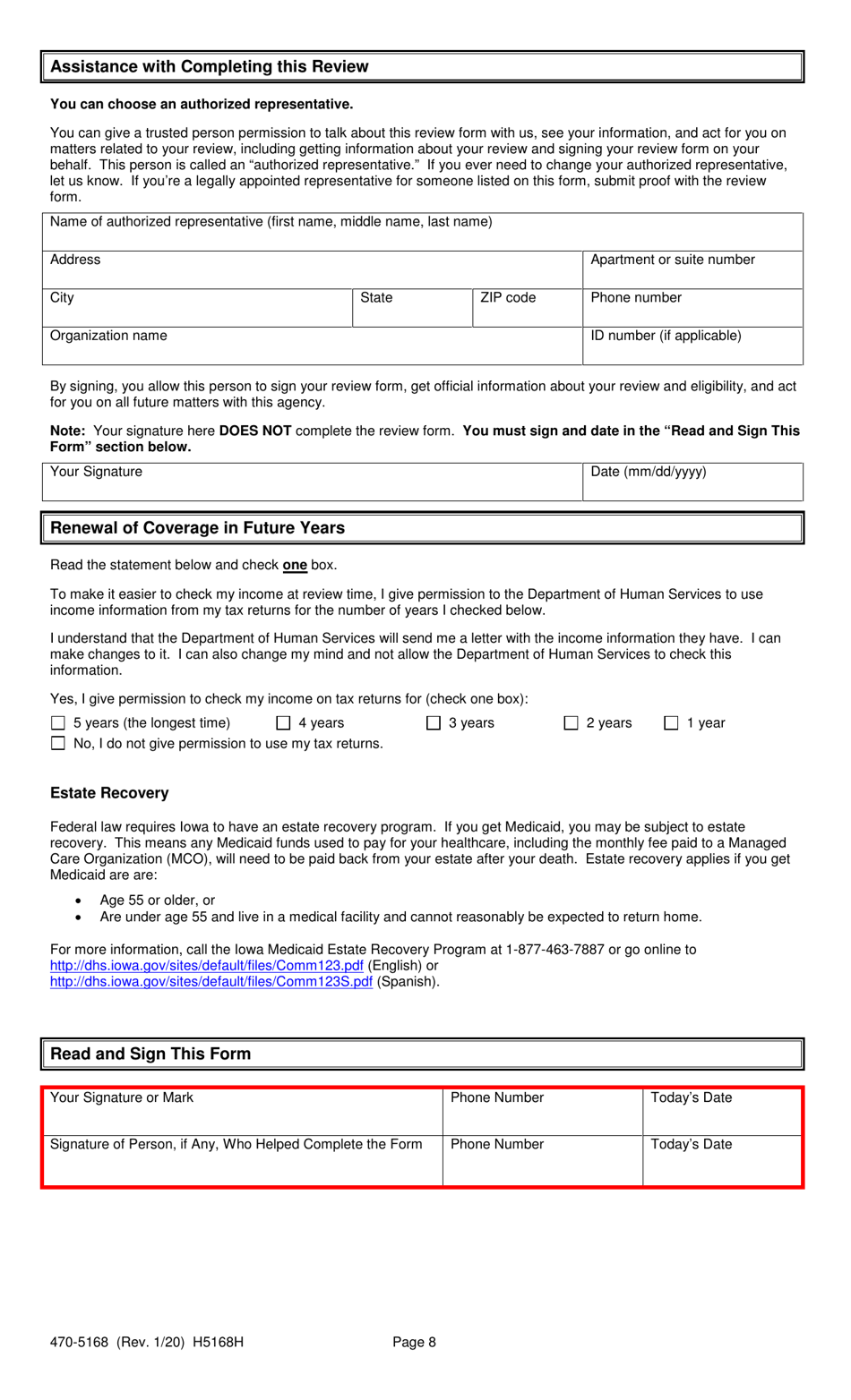 Form 470-5168 Medicaid / Hawki Review - Iowa, Page 8