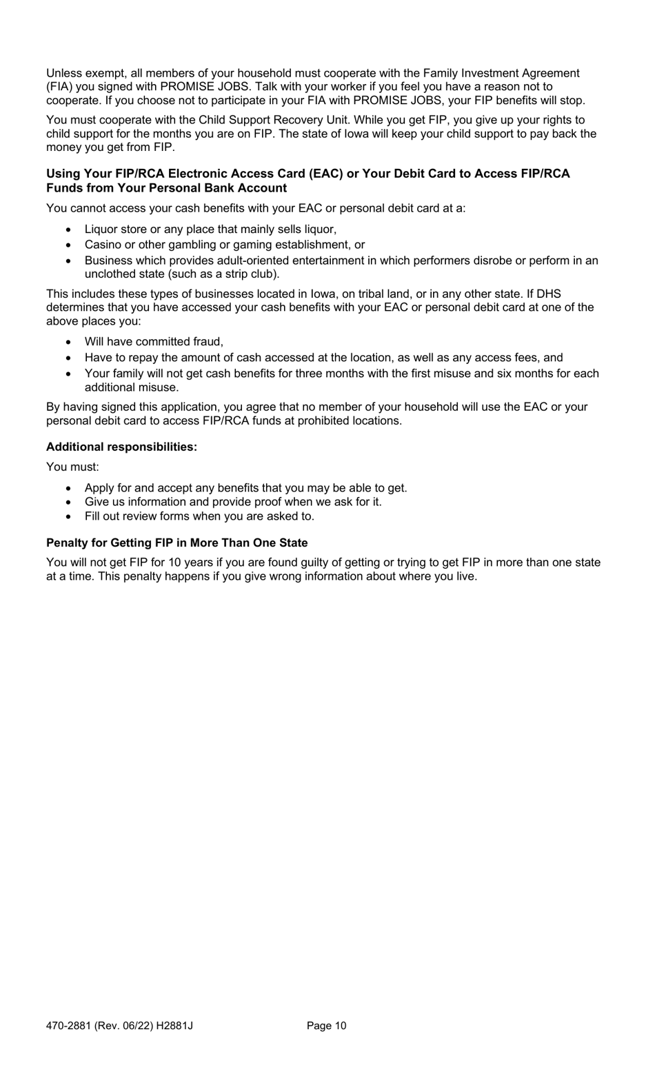 Form 470-2881 Review / Recertification Eligibility Document - Iowa, Page 10