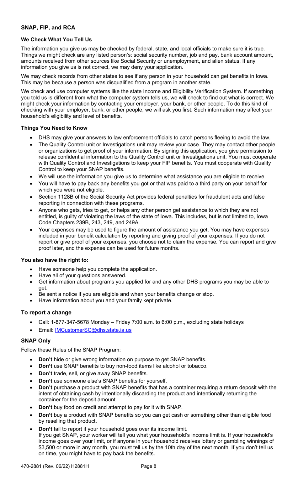 Form 470-2881 Review / Recertification Eligibility Document - Iowa, Page 8