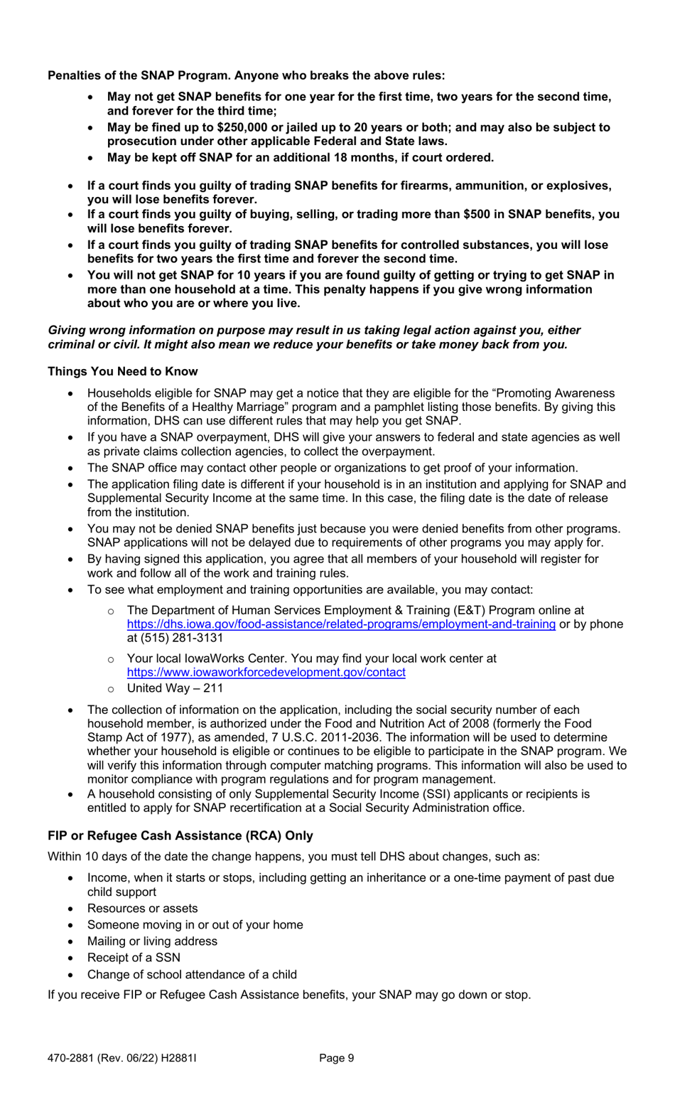 Form 470-2881 Review / Recertification Eligibility Document - Iowa, Page 9