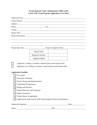 Document preview: Aoc Grant Program Application Cover Sheet - Nevada