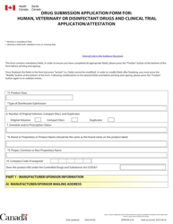 Document preview: Form HC3011 Drug Submission Application Form for: Human, Veterinary or Disinfectant Drugs and Clinical Trial Application/Attestation - Canada