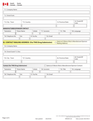 Form HC3011 Drug Submission Application Form for: Human, Veterinary or Disinfectant Drugs and Clinical Trial Application/Attestation - Canada, Page 2