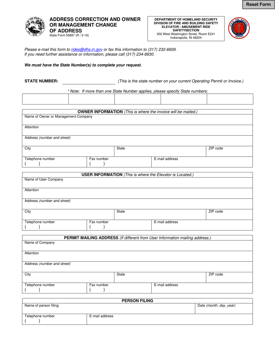 State Form 55687 Fill Out, Sign Online and Download Fillable PDF