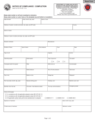State Form 54178 Notice of Compliance/Completion - Indiana