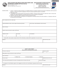 State Form 52489 Application for Regulated Explosive Use Operator License (675 Iac 26-2-4) - Indiana