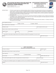 State Form 52490 Application for Regulated Explosive Use Blaster or Regulated Explosive License Renewal - Indiana