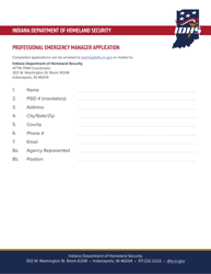 Professional Emergency Manager Application - Indiana