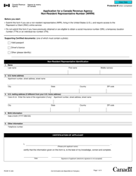 Document preview: Form RC391 Application for a Canada Revenue Agency Non-resident Representative Number (Nrrn) - Canada