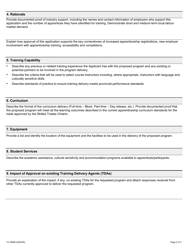 Form 12-1885E Application for Apprenticeship Training Delivery Agent - Ontario, Canada, Page 2