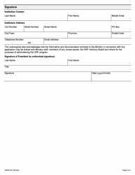 Form ON00072E Application to the Ontario Research Fund College Fund Round 10 - Ontario, Canada, Page 5
