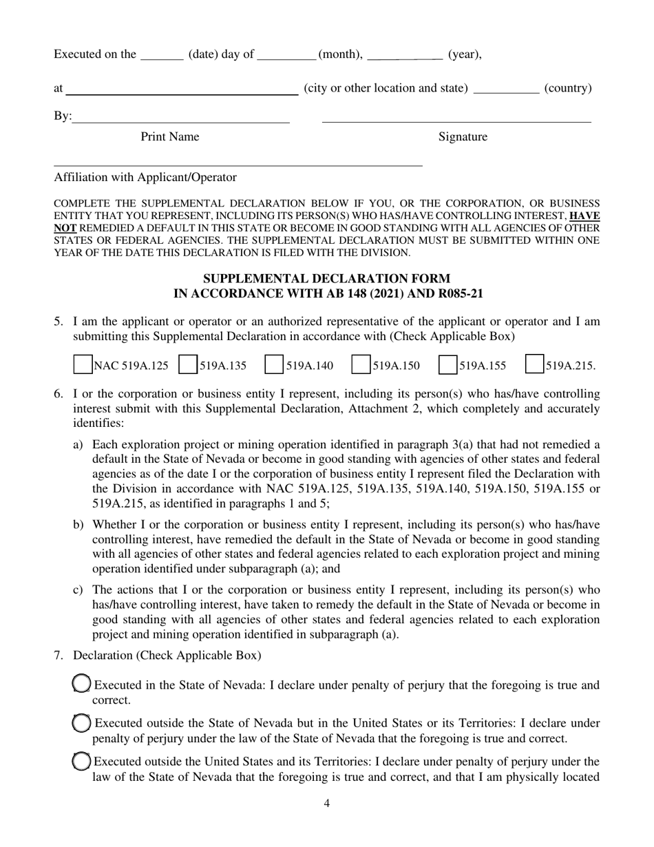 R085 Affidavit Form - Nevada, Page 4