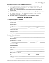 Reclamation Permit Transfer Request Form With R085 Affidavit - Nevada, Page 2