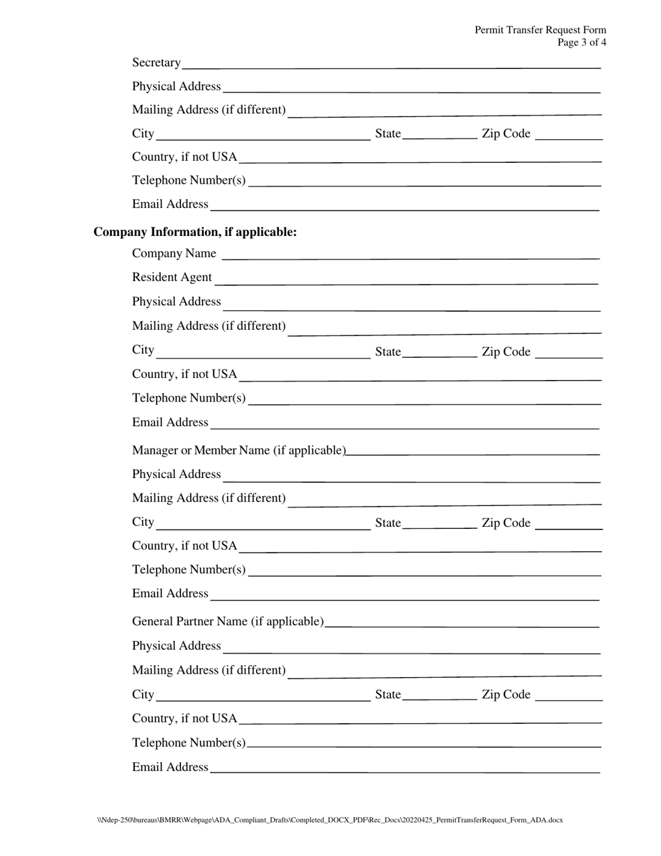Reclamation Permit Transfer Request Form With R085 Affidavit - Nevada, Page 3
