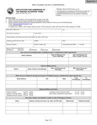 State Form 37561 Application for Admission to the Indiana Veterans&#039; Home - Indiana