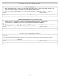 State Form 50900 Application for Delayed High School Diploma - Indiana, Page 2