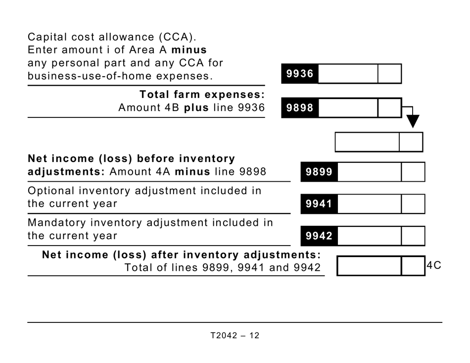 Form T2042 Statement of Farming Activities - Large Print - Canada, Page 12