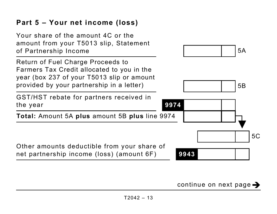 Form T2042 Statement of Farming Activities - Large Print - Canada, Page 13
