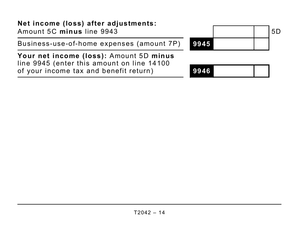 Form T2042 Statement of Farming Activities - Large Print - Canada, Page 14
