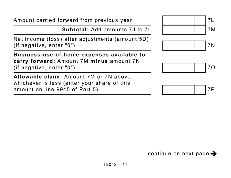 Form T2042 Statement of Farming Activities - Large Print - Canada, Page 17
