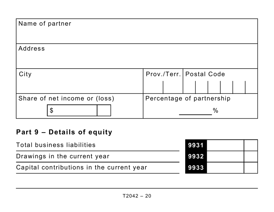 Form T2042 Statement of Farming Activities - Large Print - Canada, Page 20
