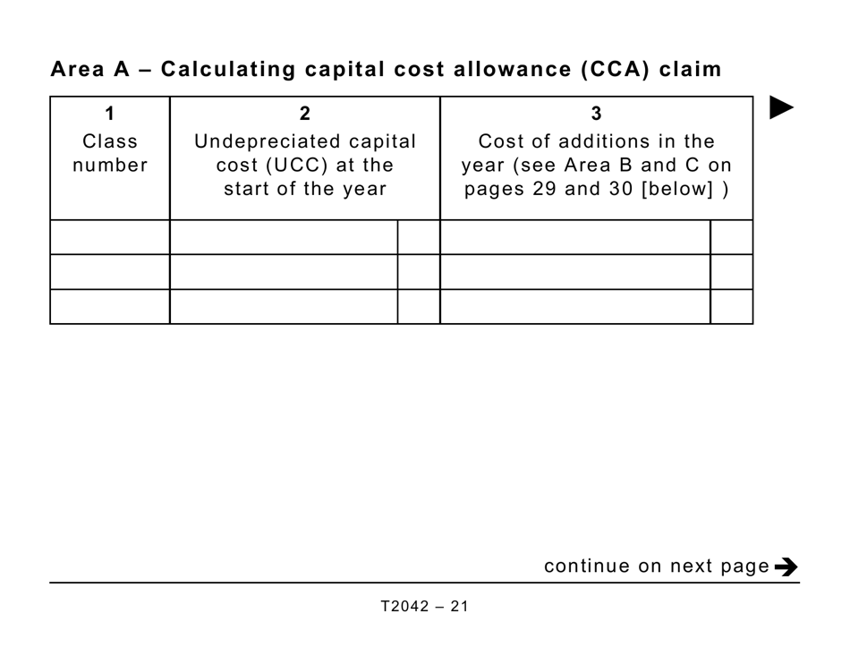 Form T2042 Statement of Farming Activities - Large Print - Canada, Page 21