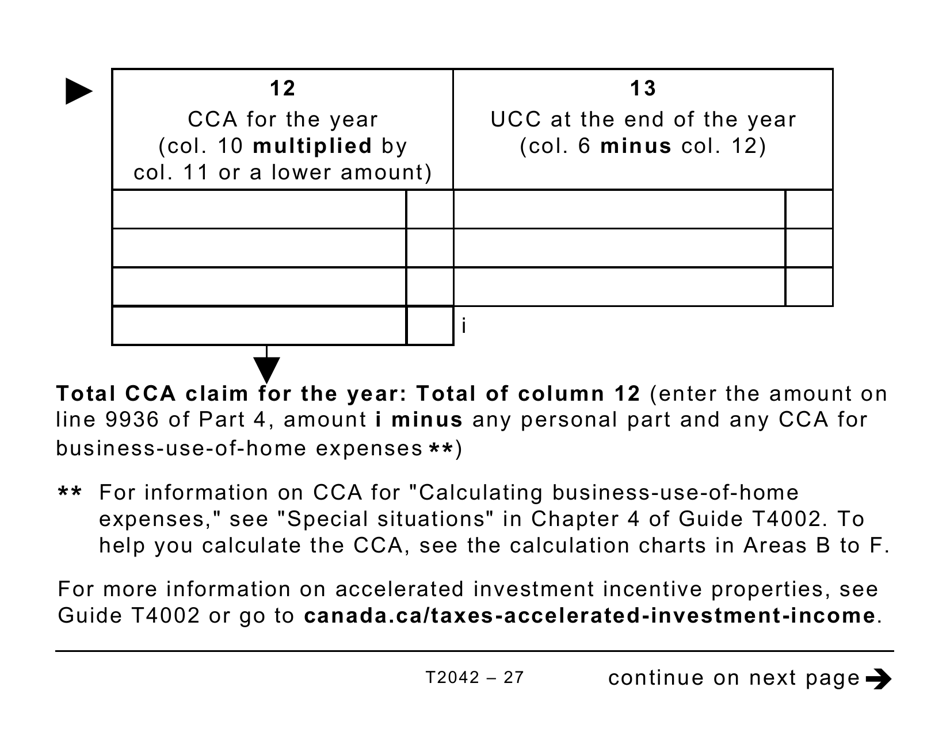 Form T2042 Statement of Farming Activities - Large Print - Canada, Page 27