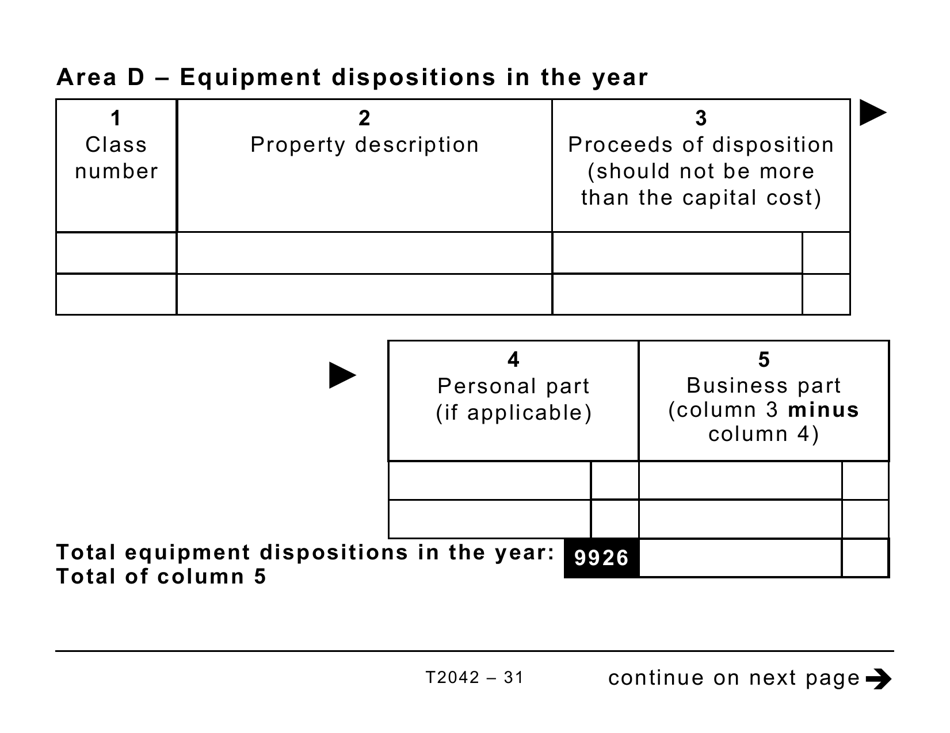 Form T2042 Statement of Farming Activities - Large Print - Canada, Page 31