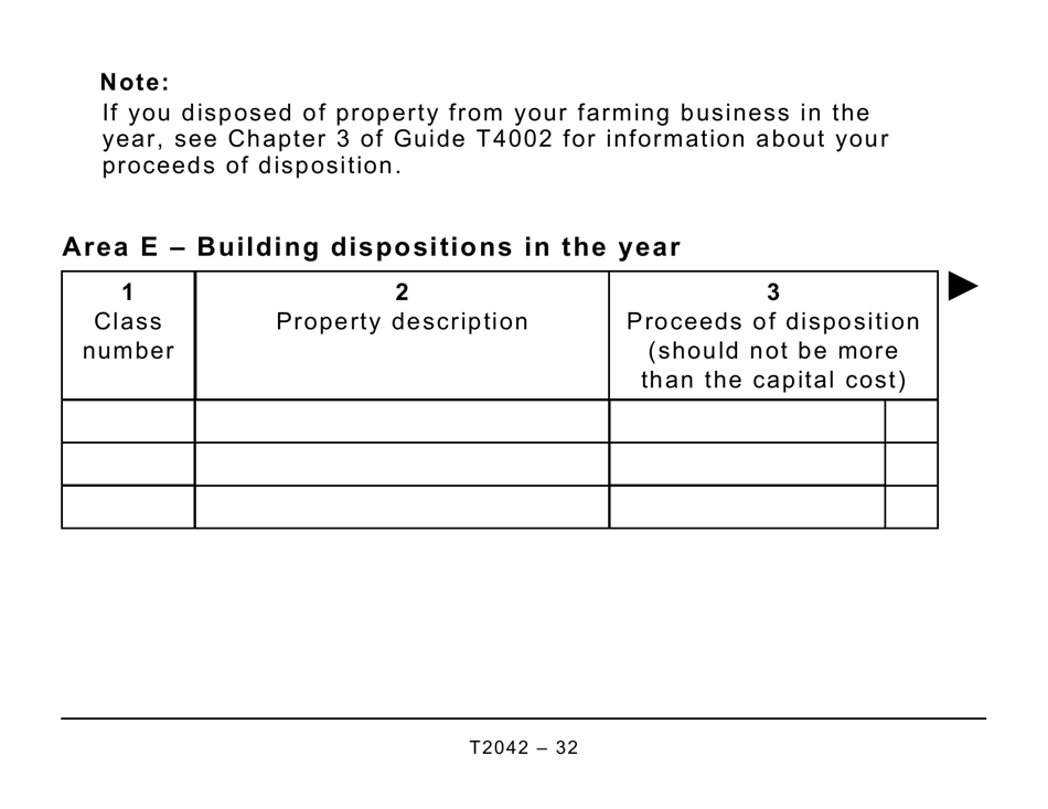 Form T2042 Statement of Farming Activities - Large Print - Canada, Page 32