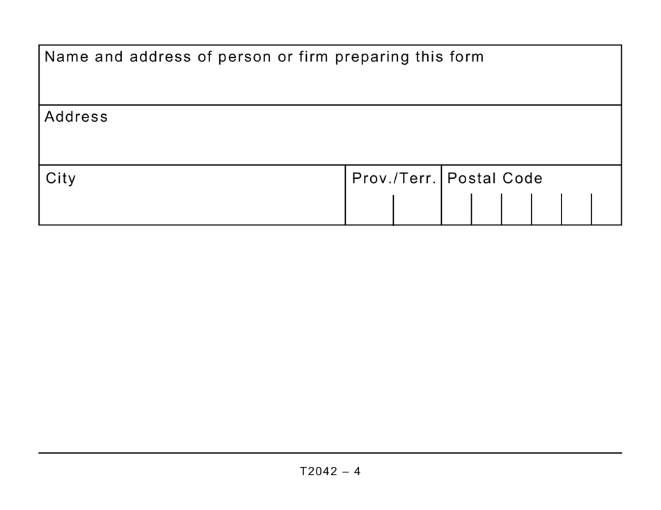 Form T2042 Statement of Farming Activities - Large Print - Canada, Page 4