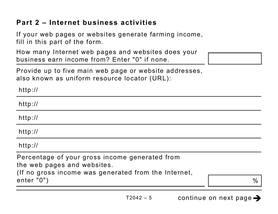 Form T2042 Statement of Farming Activities - Large Print - Canada, Page 5