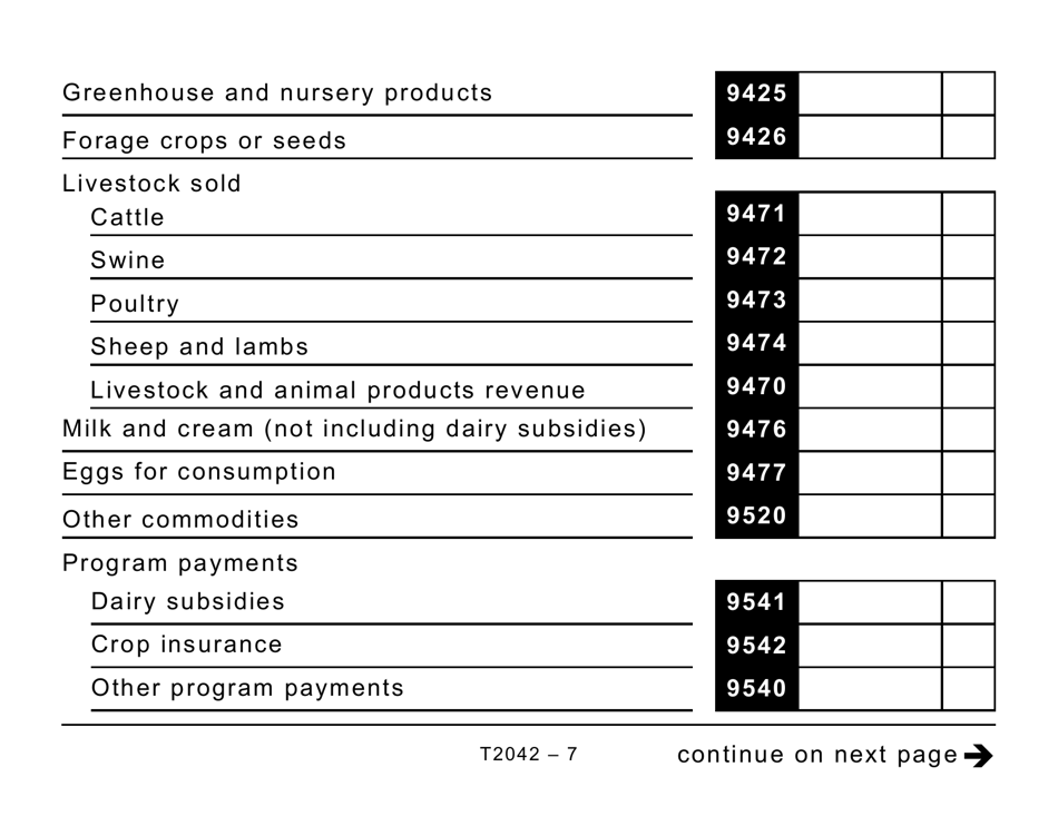 Form T2042 Statement of Farming Activities - Large Print - Canada, Page 7