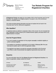 Form 0252E Application for Registered Charities Tax Rebate - Ontario, Canada