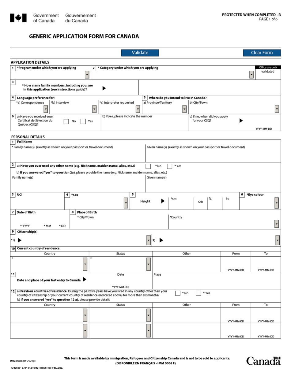 Form IMM0008 Download Fillable PDF Or Fill Online Generic Application ...