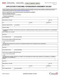 Form IMM0109 &quot;Application to Become a Sponsorship Agreement Holder&quot; - Canada