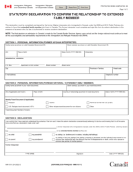 Form IMM0151 Statutory Declaration to Confirm the Relationship to Extended Family Member - Canada