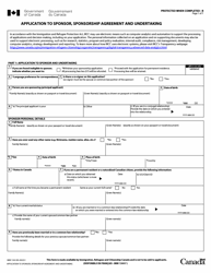 Form IMM1344 &quot;Application to Sponsor, Sponsorship Agreement and Undertaking&quot; - Canada