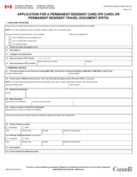 Form IMM5444 Application for a Permanent Resident Card (Pr Card) or Permanent Resident Travel Document (Prtd) - Canada