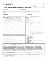 Document preview: Covid Immunization Clinic Registration Form - Moderna and Pfizer - Prince Edward Island, Canada