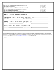 Covid Immunization Clinic Registration Form - Moderna and Pfizer - Prince Edward Island, Canada, Page 2