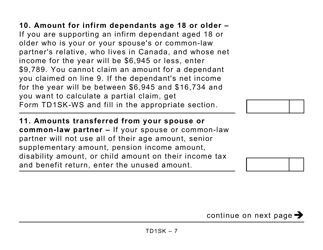 Form TD1SK Saskatchewan Personal Tax Credits Return - Large Print - Canada, Page 7