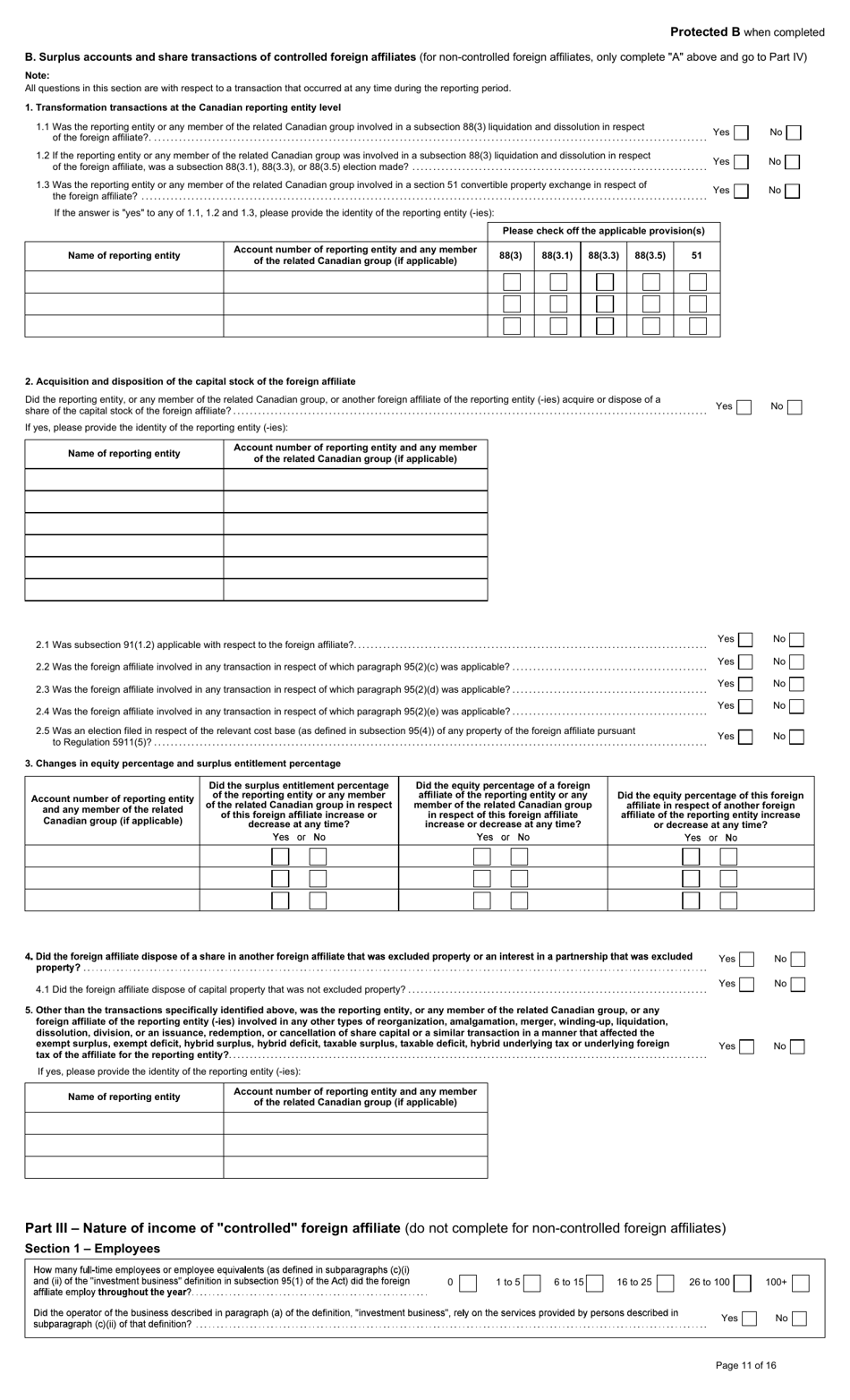 Form T1134 Information Return Relating to Controlled and Non-controlled Foreign Affiliates (2021 and Later Taxation Years) - Canada, Page 11
