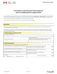 Document preview: Forme 4.16F Formulaire Sur Les Frais Pour Fiche Maitresse Pour Les Medicaments a Usage Humain - Canada (French)