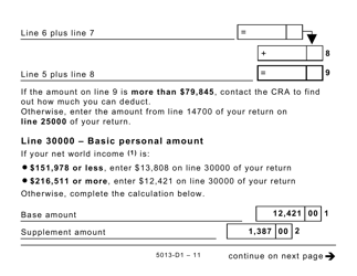 Form T1 (5013-D1) Federal Worksheet - Large Print - Canada, Page 11