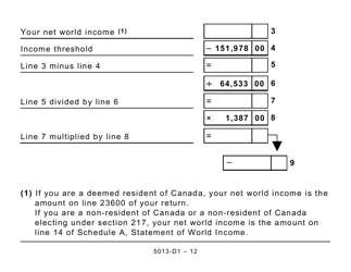 Form T1 (5013-D1) Federal Worksheet - Large Print - Canada, Page 12