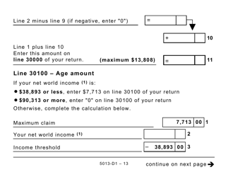 Form T1 (5013-D1) Federal Worksheet - Large Print - Canada, Page 13