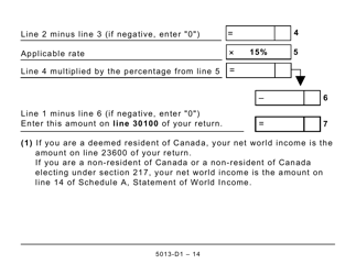 Form T1 (5013-D1) Federal Worksheet - Large Print - Canada, Page 14