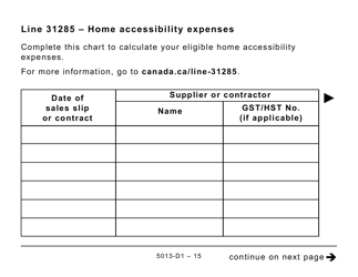 Form T1 (5013-D1) Federal Worksheet - Large Print - Canada, Page 15